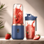 Portable blender with cup showing its compact lightweight design for travel and outdoors