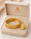 Woman Empress Rose Jewelry Set: Gold Bangle and Ring